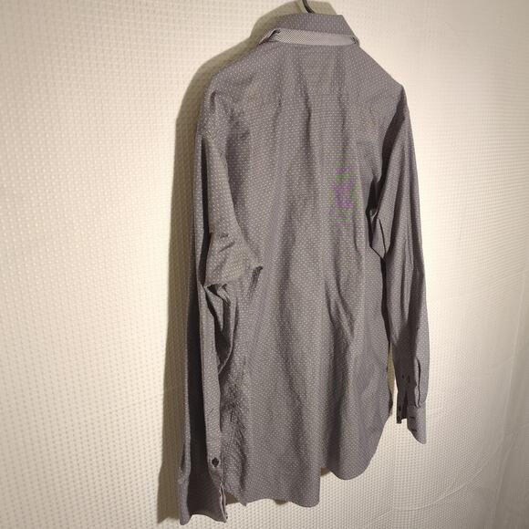 Thomas Dean XL Gray Polka Dot Long Sleeve Dress Shirt Men 100% Pima Cotton - Picture 5 of 5